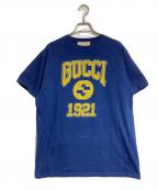 GUCCIグッチ）の古着「カレッジロゴプリントTシャツ」｜ネイビー