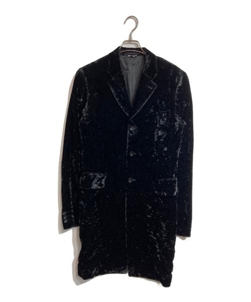 COMME des GARCONS HOMME PLUS（コムデギャルソンオムプリュス）COMME des GARCONS HOMME PLUS (コムデギャルソンオムプリュス) ベロアロングテーラードジャケット ブラック サイズ:Ｓの古着・服飾アイテム