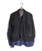 COMME des GARCONS HOMME PLUS EVERGREENコムデギャルソンオムプリュスエバーグリーン）の古着「ポリ縮絨デニムドッキングジャケット」｜ブラック