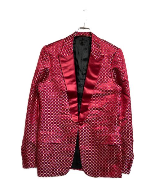 Christian Dior（クリスチャン ディオール）Christian Dior (クリスチャン ディオール) 総柄シルクテーラードジャケット レッド サイズ:44の古着・服飾アイテム