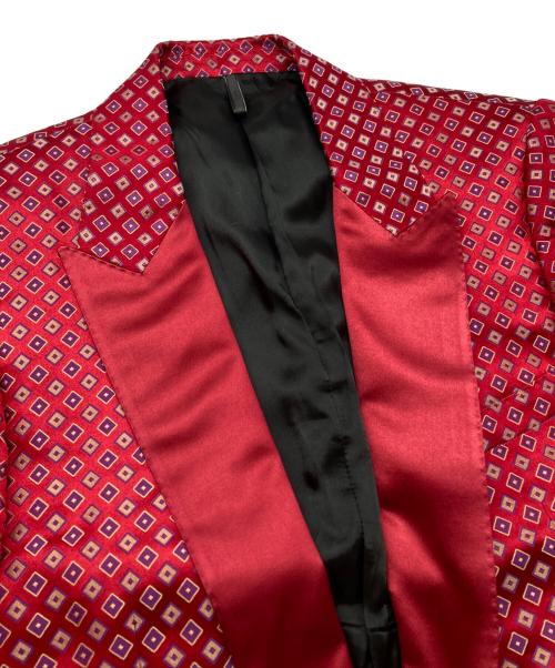 Christian Dior（クリスチャン ディオール）Christian Dior (クリスチャン ディオール) 総柄シルクテーラードジャケット レッド サイズ:44の古着・服飾アイテム