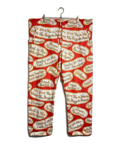 BODE（ボーディ）BODE (ボーディ) RODEO SLOGAN EASY PANTS レッド サイズ:S/Mの古着・服飾アイテム