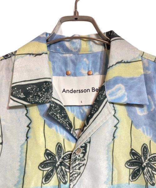 ANDERSSON BELL（アンダーソンベル）ANDERSSON BELL (アンダーソンベル) FISH FLOWER OPEN COLLAR SHIRT スカイブルー サイズ:Lの古着・服飾アイテム