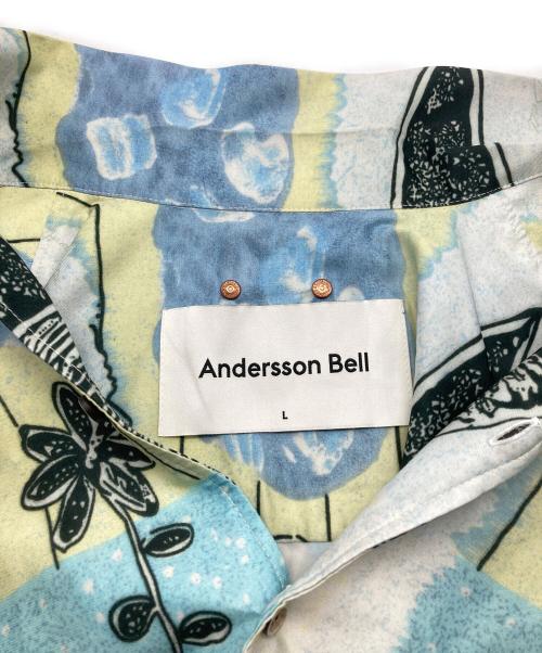 ANDERSSON BELL（アンダーソンベル）ANDERSSON BELL (アンダーソンベル) FISH FLOWER OPEN COLLAR SHIRT スカイブルー サイズ:Lの古着・服飾アイテム