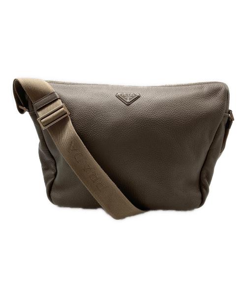 PRADA（プラダ）PRADA (プラダ) ヴィッテロダイノレザー ショルダーバッグ ブラウンの古着・服飾アイテム