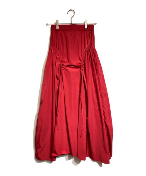 UN3D.（アンスリード）UN3D. (アンスリード) サイドギャザーボリュームスカート レッド サイズ:36の古着・服飾アイテム
