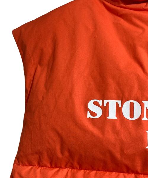 STONE ISLAND（ストーンアイランド）STONE ISLAND (ストーンアイランド) MARINA ワックスコーティングコットンポプリンダウンベスト オレンジ サイズ:Lの古着・服飾アイテム