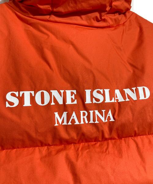 STONE ISLAND（ストーンアイランド）STONE ISLAND (ストーンアイランド) MARINA ワックスコーティングコットンポプリンダウンベスト オレンジ サイズ:Lの古着・服飾アイテム