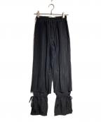 song for the muteソングフォーザミュート）の古着「ELASTICATED WIDE LEG DRESS PANT/エラスティケ―テッド ワイドレッグ ドレスパンツ」｜ブラック