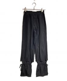 song for the mute（ソングフォーザミュート）の古着「ELASTICATED WIDE LEG DRESS PANT/エラスティケ―テッド ワイドレッグ ドレスパンツ」｜ブラック