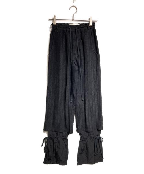 song for the mute（ソングフォーザミュート）Song for the Mute (ソングフォーザミュート) ELASTICATED WIDE LEG DRESS PANT/エラスティケ―テッド ワイドレッグ ドレスパンツ ブラック サイズ:44の古着・服飾アイテム