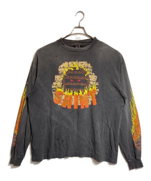 SAINT MICHAEL（セントマイケル）SAINT MICHAEL (セントマイケル) LS TEE/LIVE IN HELL グレー サイズ:XLの古着・服飾アイテム