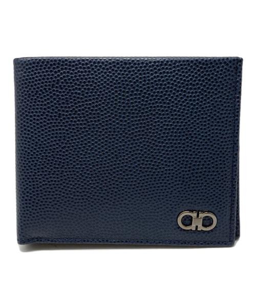 Salvatore Ferragamo（サルヴァトーレ フェラガモ）Salvatore Ferragamo (サルヴァトーレ フェラガモ) ガンチーニ2つ折り財布 ネイビーの古着・服飾アイテム