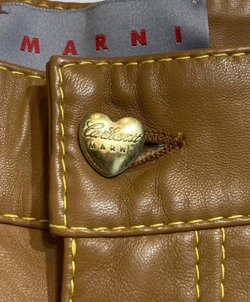 MARNI（マルニ）MARNI (マルニ) CarHartt (カーハート) ラムスキンレザーペインターパンツ ブラウン サイズ:Mの古着・服飾アイテム