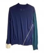 sacaiサカイ）の古着「ジップデザイン切替セーター」｜ネイビー