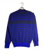 sacaiサカイ）の古着「ボタンデザインボーダーニット」｜ブラック×ネイビー