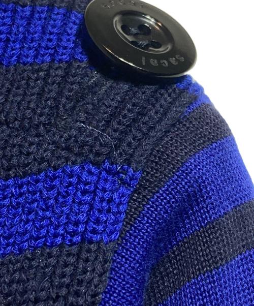 sacai（サカイ）sacai (サカイ) ボタンデザインボーダーニット ブラック×ネイビー サイズ:1の古着・服飾アイテム