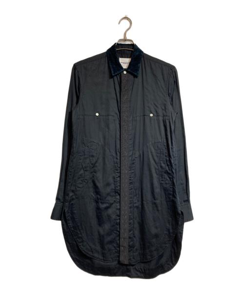 TAKAHIROMIYASHITA TheSoloIst.（タカヒロミヤシタ ザソロイスト）TAKAHIROMIYASHITA TheSoloIst. (タカヒロミヤシタ ザソロイスト) velvet collar silk shirt ブラック サイズ:46の古着・服飾アイテム