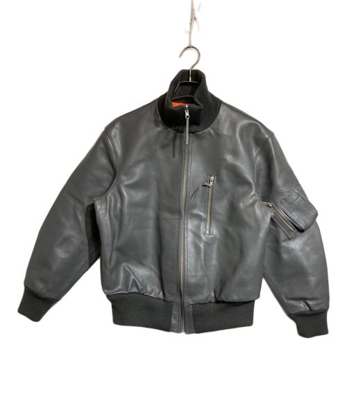 MORGAN MEMPHIS BELLE（モーガン メンフィス ベル）MORGAN MEMPHIS BELLE (モーガン メンフィス ベル) レザーフライトジャケット グレー サイズ:Lの古着・服飾アイテム