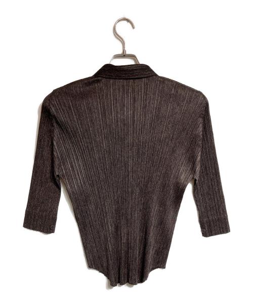 PLEATS PLEASE（プリーツプリーズ）PLEATS PLEASE (プリーツプリーズ) 7分丈プリーツシャツ ブラウン サイズ:3の古着・服飾アイテム