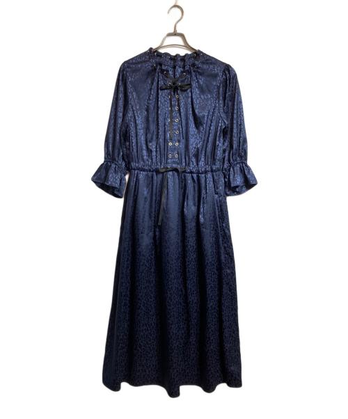 VICEVERSA（ヴァイスヴァーサ）VICEVERSA (ヴァイスヴァーサ) サテンジャカードワンピース ネイビー サイズ:38の古着・服飾アイテム