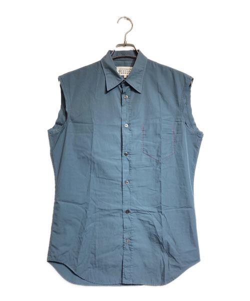 Maison Margiela（メゾンマルジェラ）Maison Margiela (メゾンマルジェラ) カットオフノースリーブシャツ ブルー サイズ:39の古着・服飾アイテム