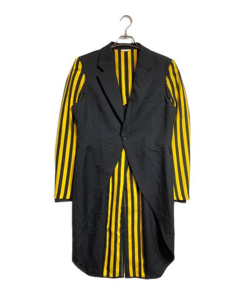 COMME des GARCONS HOMME PLUS（コムデギャルソンオムプリュス）COMME des GARCONS HOMME PLUS (コムデギャルソンオムプリュス) ストライプ切替燕尾ジャケット ブラック サイズ:Mの古着・服飾アイテム