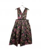 COMME des GARCONSコムデギャルソン）の古着「フラワージャガードボリュームジャンパースカート」｜ブラック×ピンク