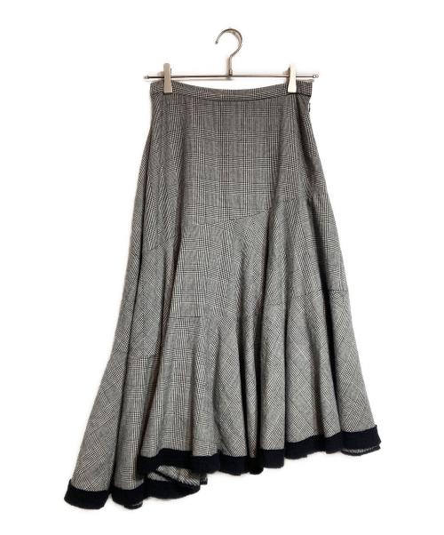 tricot COMME des GARCONS（トリココムデギャルソン）tricot COMME des GARCONS (トリココムデギャルソン) グレンチェックヘムフレアスカート グレー サイズ:Mの古着・服飾アイテム