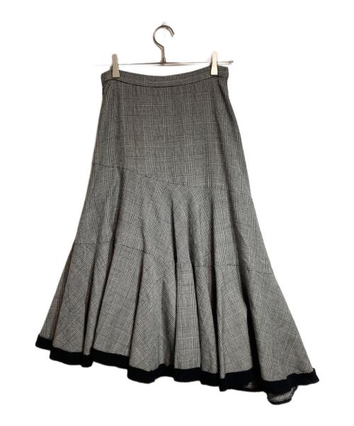tricot COMME des GARCONS（トリココムデギャルソン）tricot COMME des GARCONS (トリココムデギャルソン) グレンチェックヘムフレアスカート グレー サイズ:Mの古着・服飾アイテム