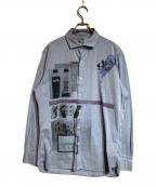 bodysong.ボディソング）の古着「プリントHBTシャツ」｜ブルー