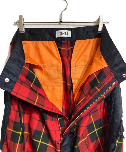 KIDILL（キディル）KIDILL (キディル) カットオフチェックボンテージパンツ レッド サイズ:44の古着・服飾アイテム