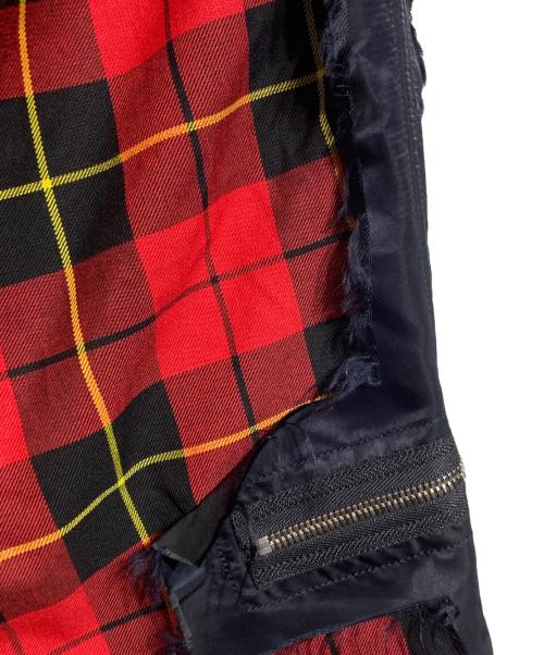 KIDILL（キディル）KIDILL (キディル) カットオフチェックボンテージパンツ レッド サイズ:44の古着・服飾アイテム