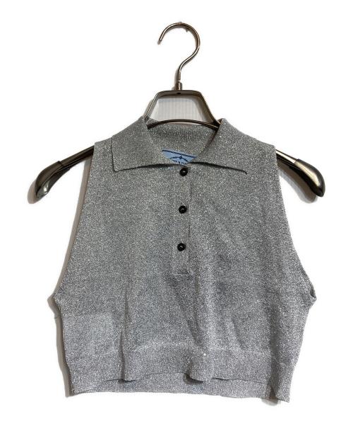 PRADA（プラダ）PRADA (プラダ) ノースリーブラメカットソー シルバー サイズ:36の古着・服飾アイテム