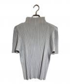 PLEATS PLEASEプリーツプリーズ）の古着「ハイネックプリーツカットソー」｜グレー