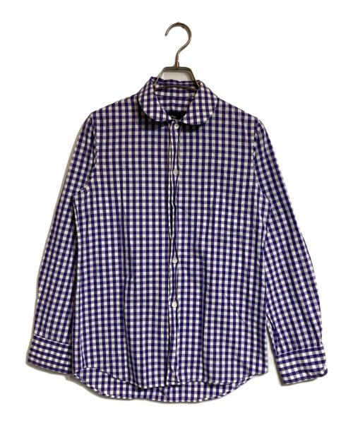 tricot COMME des GARCONS（トリココムデギャルソン）tricot COMME des GARCONS (トリココムデギャルソン) ラウンドカラーギンガムチェックシャツ パープル サイズ:Sの古着・服飾アイテム