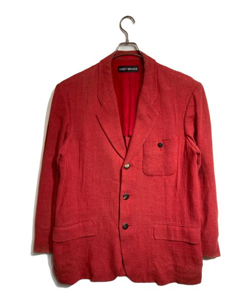 ISSEY MIYAKE（イッセイミヤケ）ISSEY MIYAKE (イッセイミヤケ) リネンテーラードジャケット レッド サイズ:XLの古着・服飾アイテム
