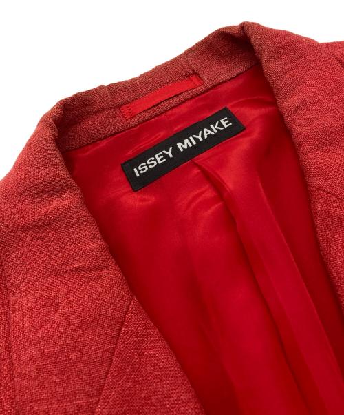 ISSEY MIYAKE（イッセイミヤケ）ISSEY MIYAKE (イッセイミヤケ) リネンテーラードジャケット レッド サイズ:XLの古着・服飾アイテム