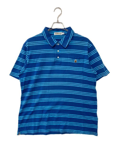A BATHING APE（アベイシングエイプ）A BATHING APE (アベイシングエイプ) ボーダーロゴポロシャツ ブルー サイズ:Lの古着・服飾アイテム