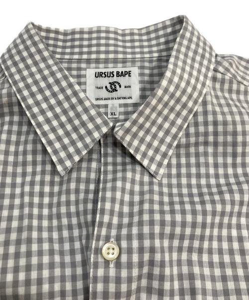 URSUS BAPE（アーサスベイプ）URSUS BAPE (アーサスベイプ) 半袖ギンガムチェックシャツ グレー サイズ:XLの古着・服飾アイテム