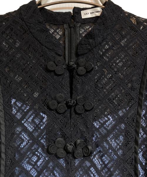 Lily Brown（リリーブラウン）Lily Brown (リリーブラウン) レースチャイナワンピース ブラックの古着・服飾アイテム