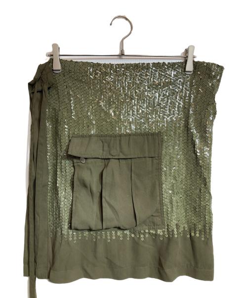 tricot COMME des GARCONS（トリココムデギャルソン）tricot COMME des GARCONS (トリココムデギャルソン) スパンコールラップスカート カーキ サイズ:Freeの古着・服飾アイテム