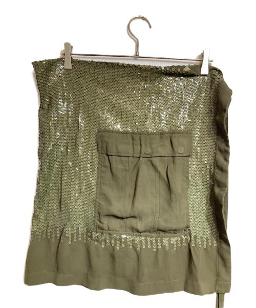 tricot COMME des GARCONS（トリココムデギャルソン）tricot COMME des GARCONS (トリココムデギャルソン) スパンコールラップスカート カーキ サイズ:Freeの古着・服飾アイテム