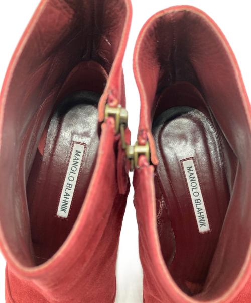 Manolo Blahnik（マノロブラニク）Manolo Blahnik (マノロブラニク) ショートブーティ レッド サイズ:37・1/2の古着・服飾アイテム