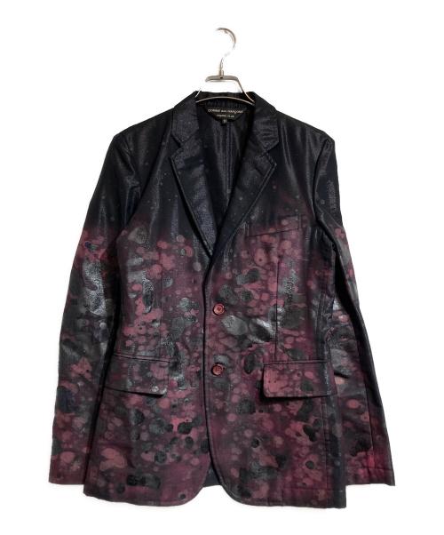 COMME des GARCONS HOMME PLUS（コムデギャルソンオムプリュス）COMME des GARCONS HOMME PLUS (コムデギャルソンオムプリュス) ペイントテーラードジャケット ブラック×ボルドー サイズ:SSの古着・服飾アイテム