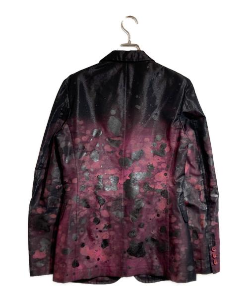 COMME des GARCONS HOMME PLUS（コムデギャルソンオムプリュス）COMME des GARCONS HOMME PLUS (コムデギャルソンオムプリュス) ペイントテーラードジャケット ブラック×ボルドー サイズ:SSの古着・服飾アイテム