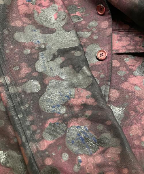 COMME des GARCONS HOMME PLUS（コムデギャルソンオムプリュス）COMME des GARCONS HOMME PLUS (コムデギャルソンオムプリュス) ペイントテーラードジャケット ブラック×ボルドー サイズ:SSの古着・服飾アイテム