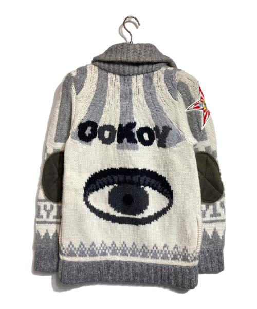 CASHYAGE（カシヤージュ）CASHYAGE (カシヤージュ) TADANORIYOKOO ニットジャケット グレー×アイボリー サイズ:48の古着・服飾アイテム