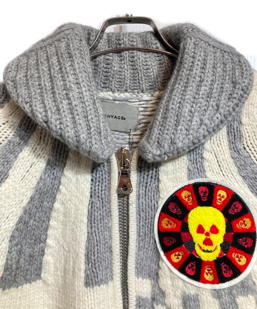 CASHYAGE（カシヤージュ）CASHYAGE (カシヤージュ) TADANORIYOKOO ニットジャケット グレー×アイボリー サイズ:48の古着・服飾アイテム