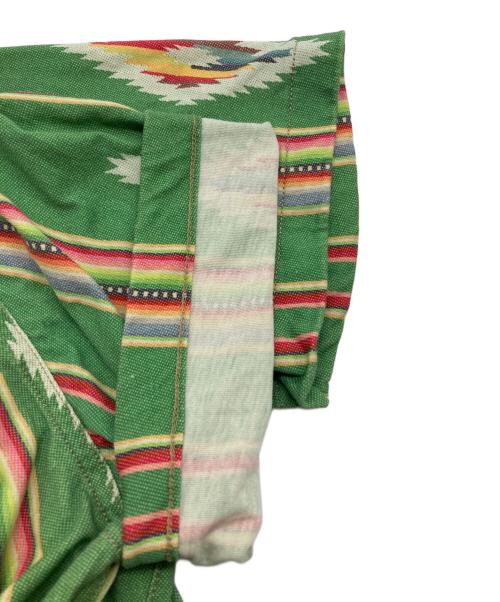 RRL（ダブルアールエル）RRL (ダブルアールエル) NATIVE PRINT JERSY CAMP SHIRT グリーン×レッド サイズ:Mの古着・服飾アイテム